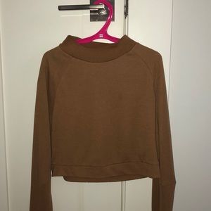 Cropped Brown Long Sleeve Top